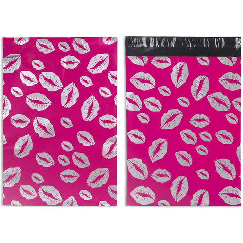 10x13 inch Poly Shipping Bags - Kiss Hot Lips