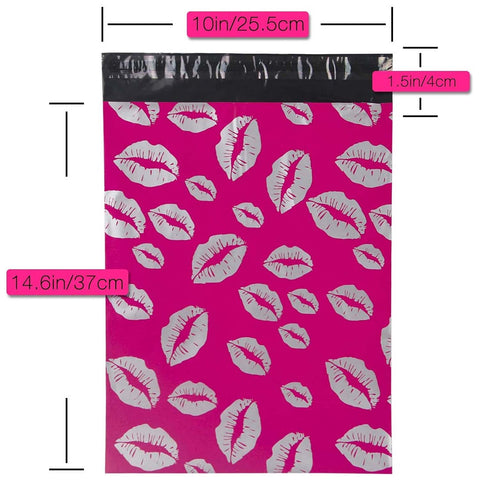 10x13 inch Poly Shipping Bags - Kiss Hot Lips